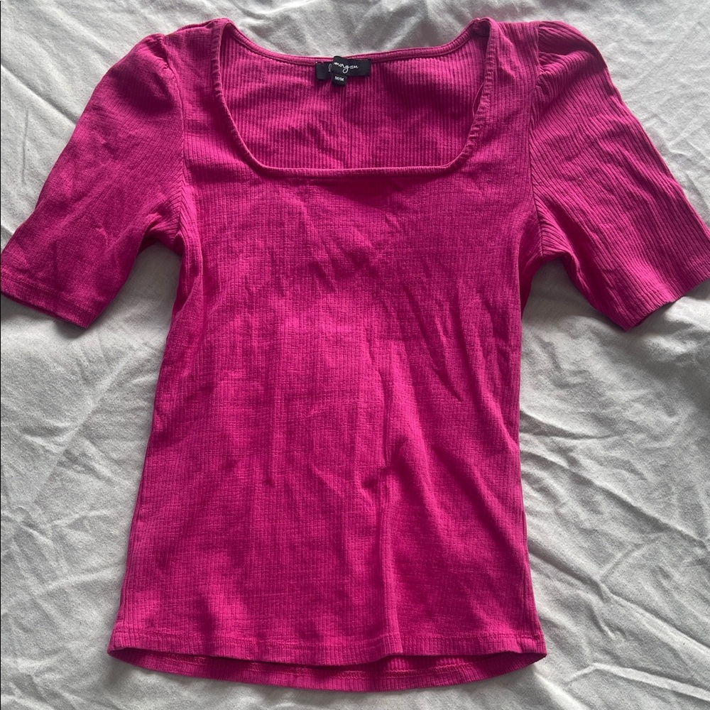 Wild Fable Fuchsia Ribbed Short Sleeve Top